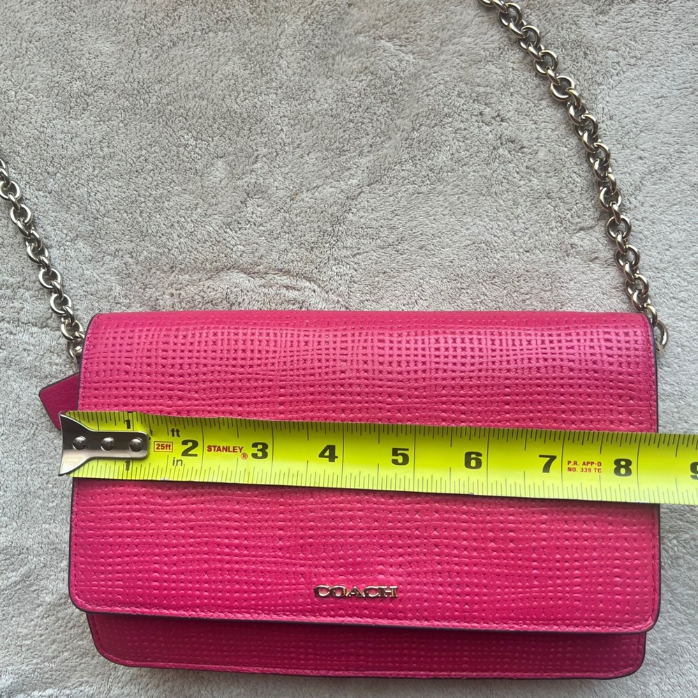 Coach Madison Pink Ruby Perforated Leather Crossbody Bag Gold‎ Chain Strap - Picture 12 of 14